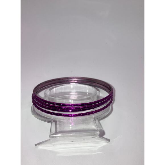 4 Purple Raised Bamboo Pattern Metal 3 1/8 Inch Bracelets Lot! - Picture 6 of 6